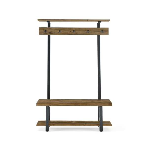Alaterre Pomona Entryway Hall Tree with Bench, Shelves & Coat Hooks, Depth: 14 AMBA2820